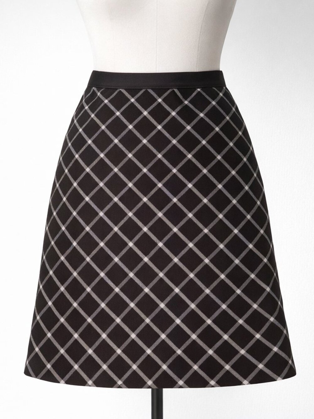The Limited Black Plaid A-Line Midi Skirt Size 6 Career Neutral Classic - Picture 1 of 11